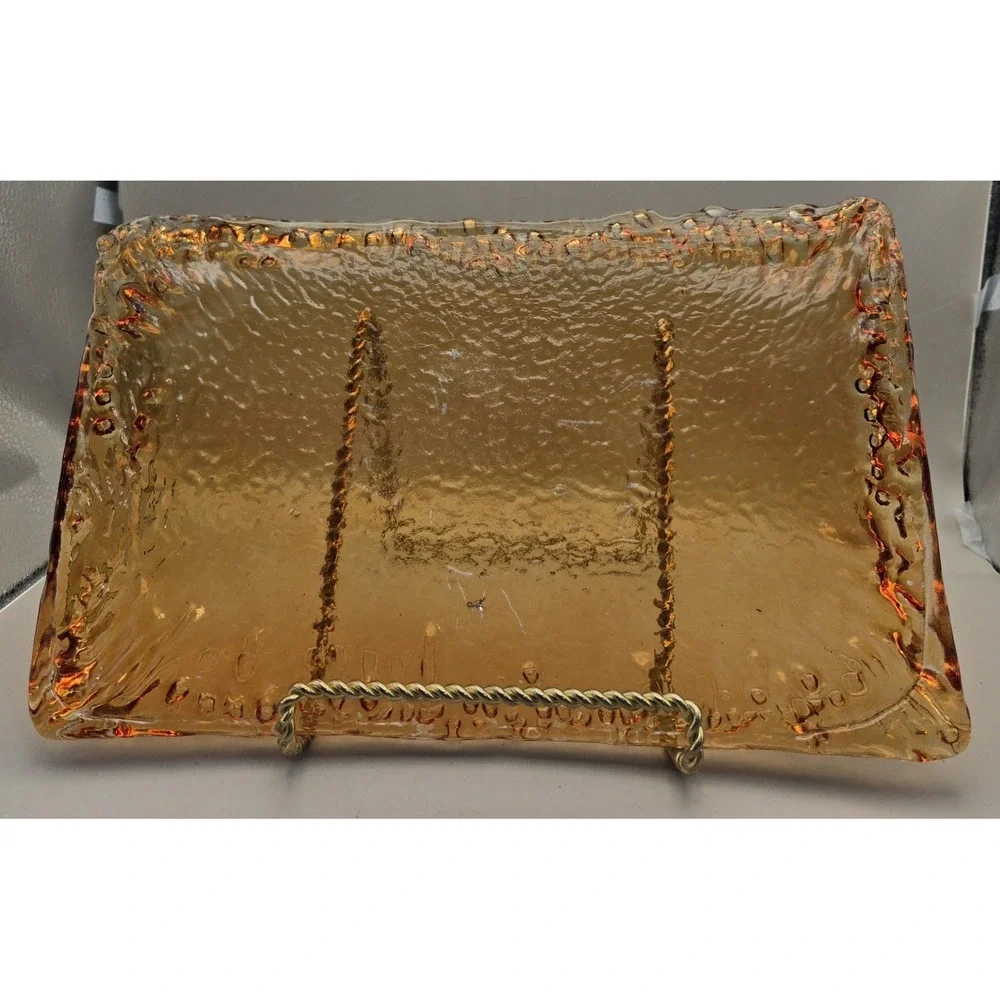 Vintage Amber Glass Curved Serving Tray - Japan 20th Century B#27